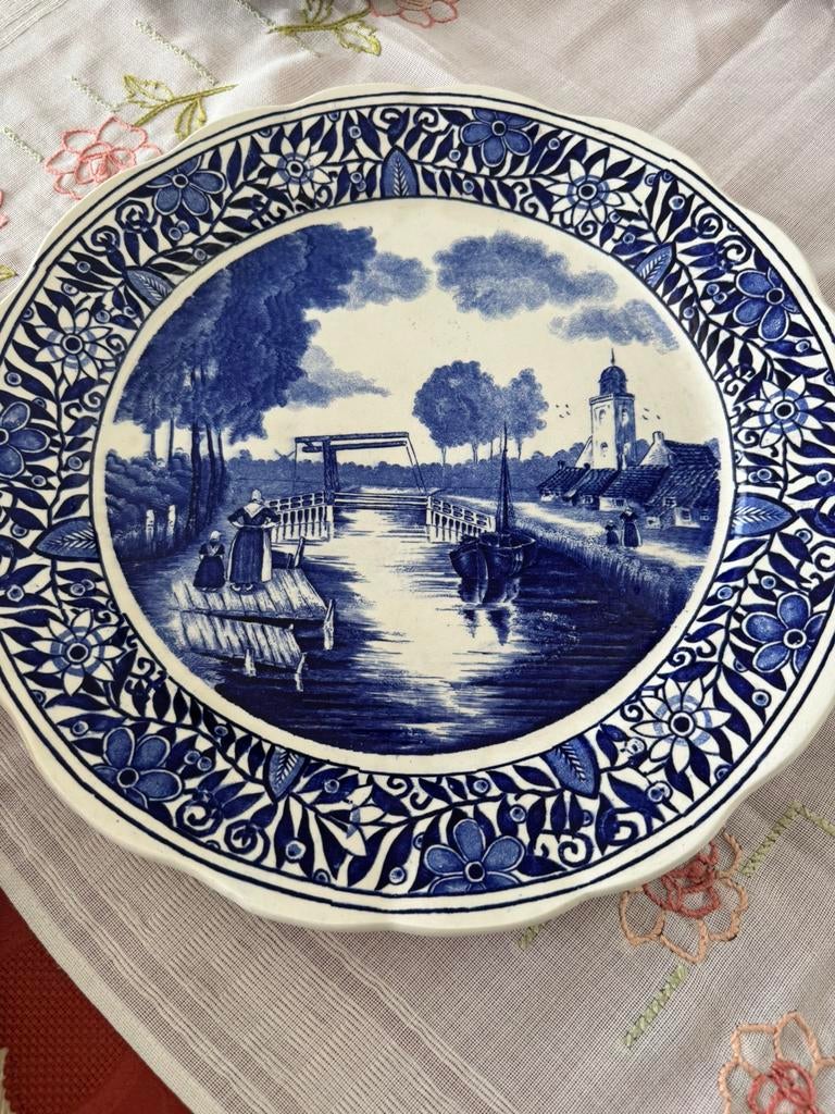 Boord - Delfts blauw bord Boch, Antiek en Kunst, Ophalen