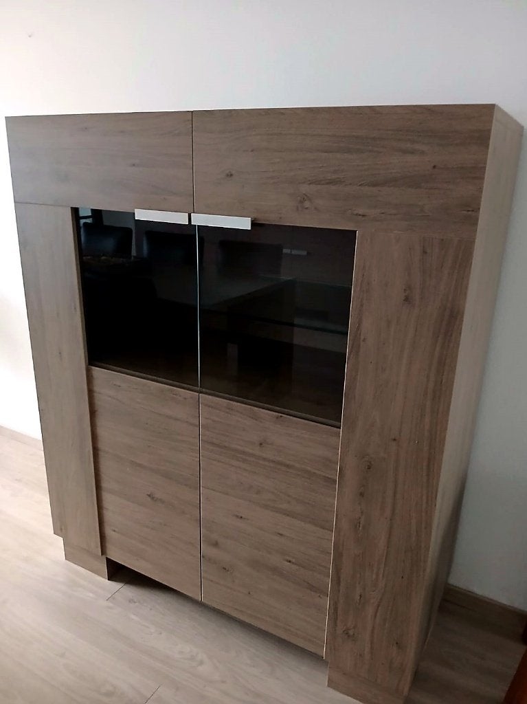 Volledige eetkamer in houtlook, Huis en Inrichting, Ophalen, Gebruikt, Modern, 4 tot 6 stoelen