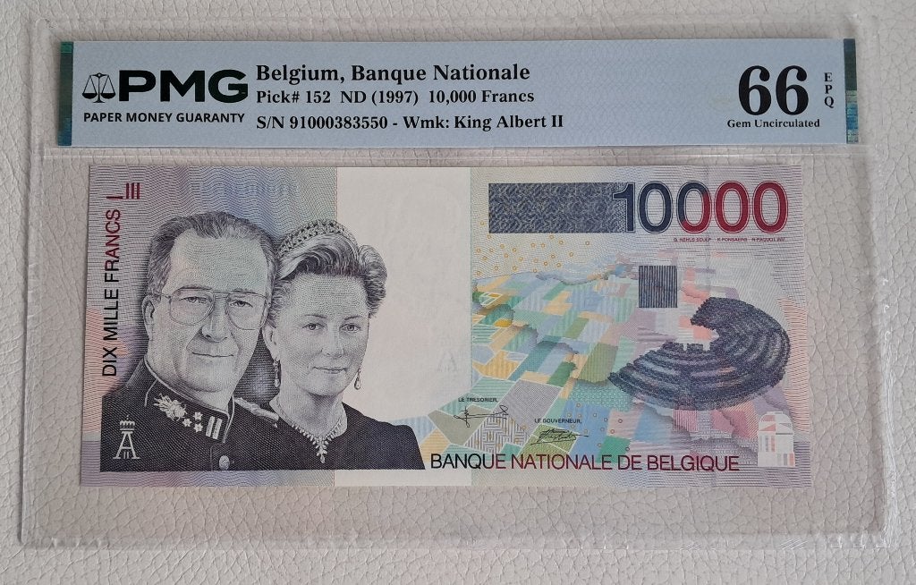 10.000 frank Albert & Paola - PMG-66 EPQ, Postzegels en Munten, Verzenden, Los biljet
