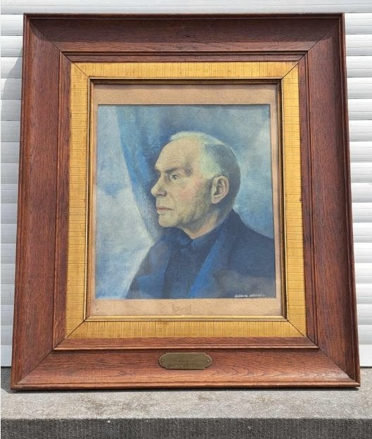 huile sur toile portrait signe antoine serneels, Ophalen, Bloemen, Doek