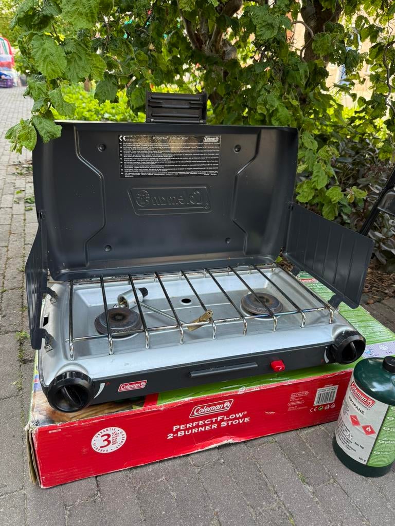 Coleman 2 pits fornui + gasfles, Ophalen, Zo goed als nieuw