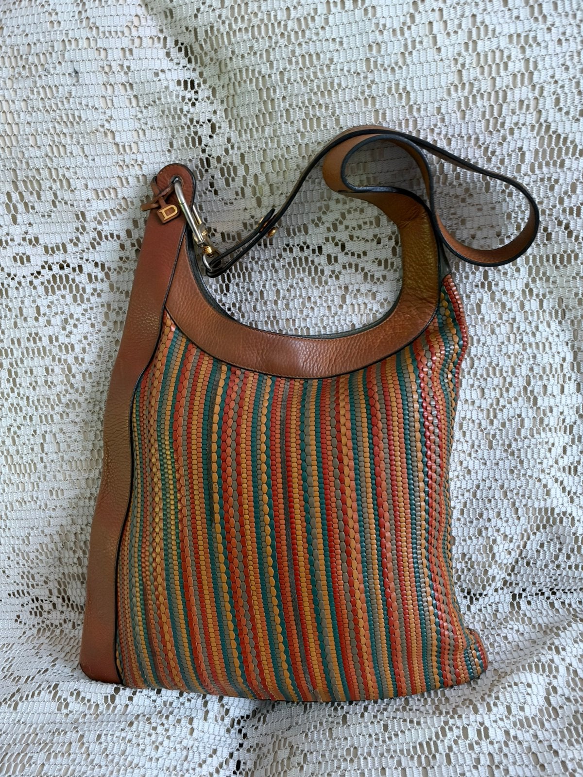 Sac DELVAUX modèle Jongleur cuir tressé multicolore, Enlèvement ou Envoi, Comme neuf, Cuir