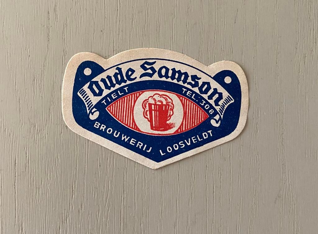 Oud bier etiket OUDE SAMSON brouwerij LOOSVELDT - TIELT, Verzamelen, Ophalen of Verzenden, Zo goed als nieuw