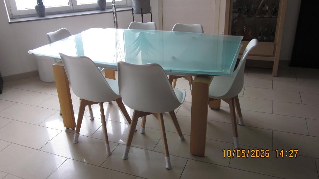 Table + chaises, Maison & Meubles, Tables | Tables à manger, Neuf, Verre, Enlèvement