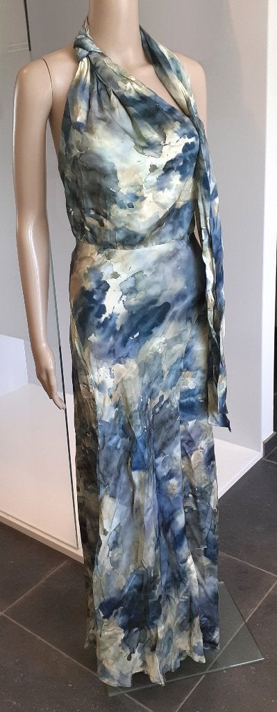Avondjurk asymmetrisch blauw tie dye Zara XS, Galajurk, Blauw, Nieuw, Ophalen of Verzenden
