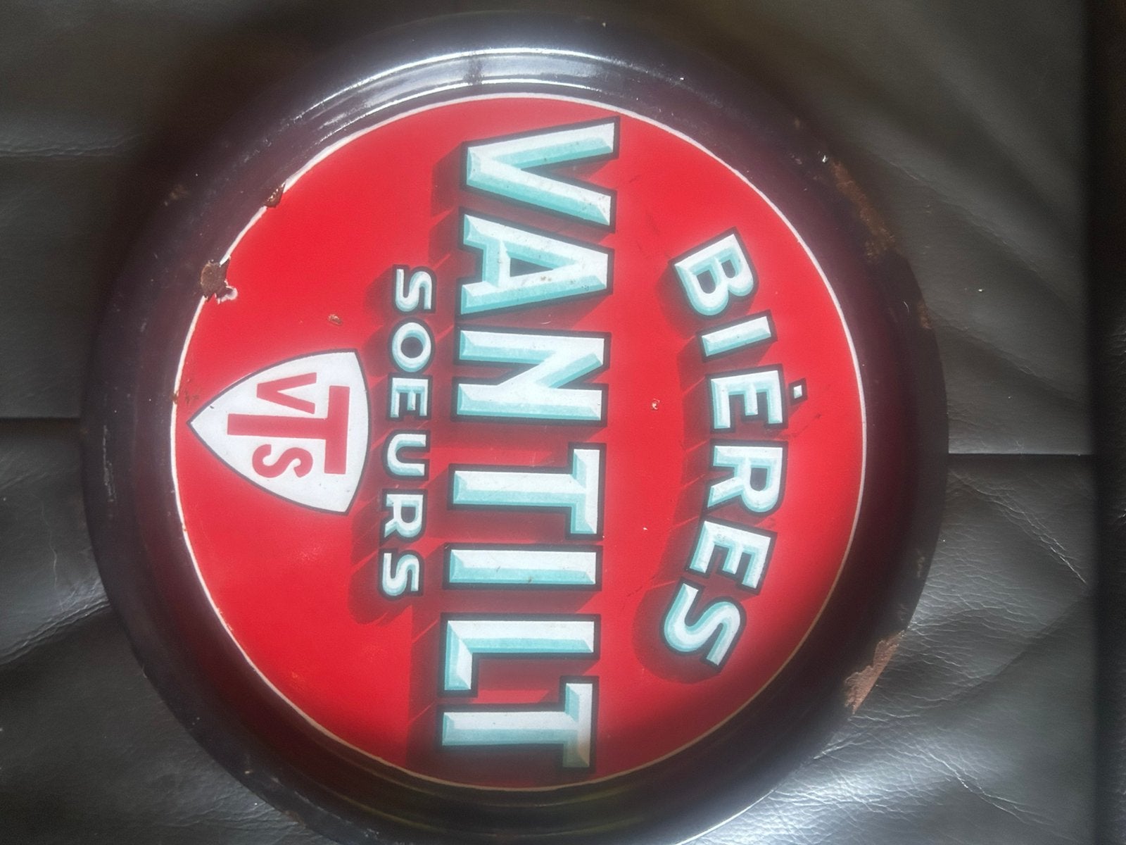 Emaille plateau bieres vantilt soeurs, Ophalen, Gebruikt, Reclamebord, Plaat of Schild, Overige merken