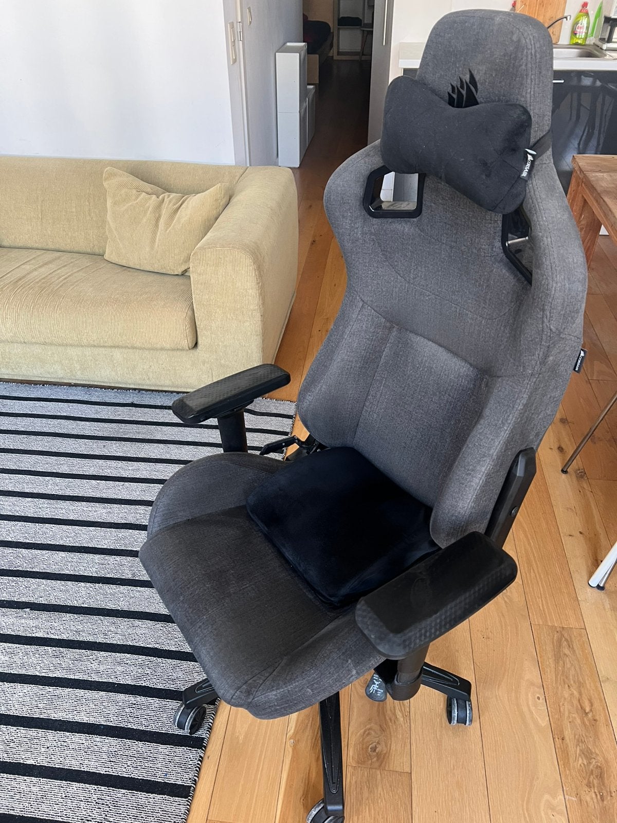 Corsair T3 RUSH Gaming Stoel Charcoal, Huis en Inrichting, Bureaustoelen, Ophalen, Zwart, Zo goed als nieuw, Gaming bureaustoel