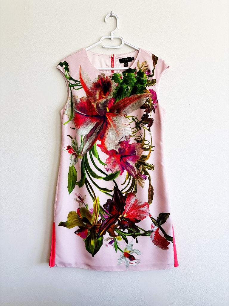 Ted Baker lichtroze jurk – gedurfde rits & plissé, Taille 38/40 (M), Enlèvement ou Envoi, Rose, Comme neuf