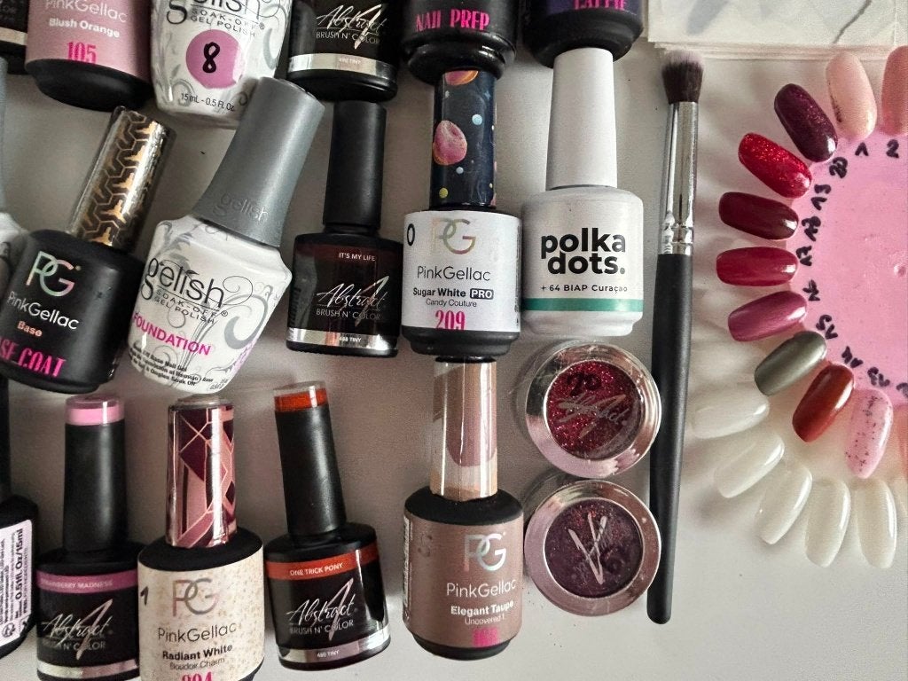 Set gelnagellak, glitter en sjablonen, Ophalen of Verzenden, Zo goed als nieuw