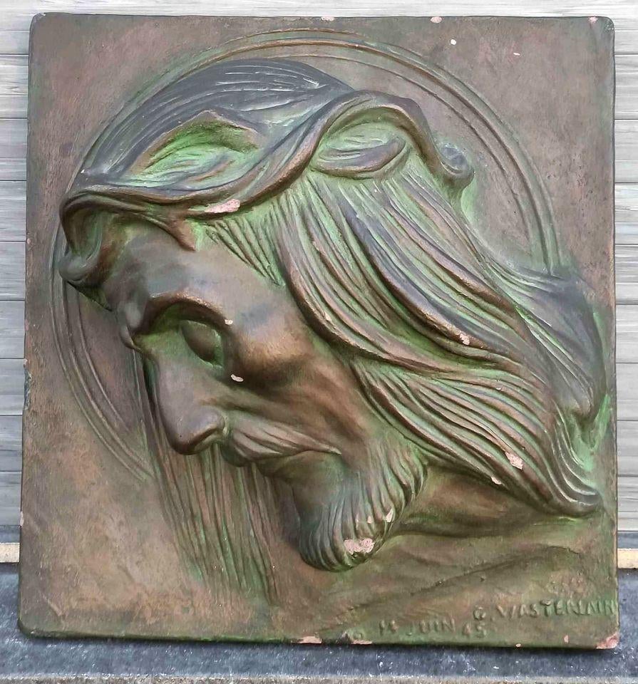 plaque terre cuite signe georges wasterlain, Antiek en Kunst, Ophalen