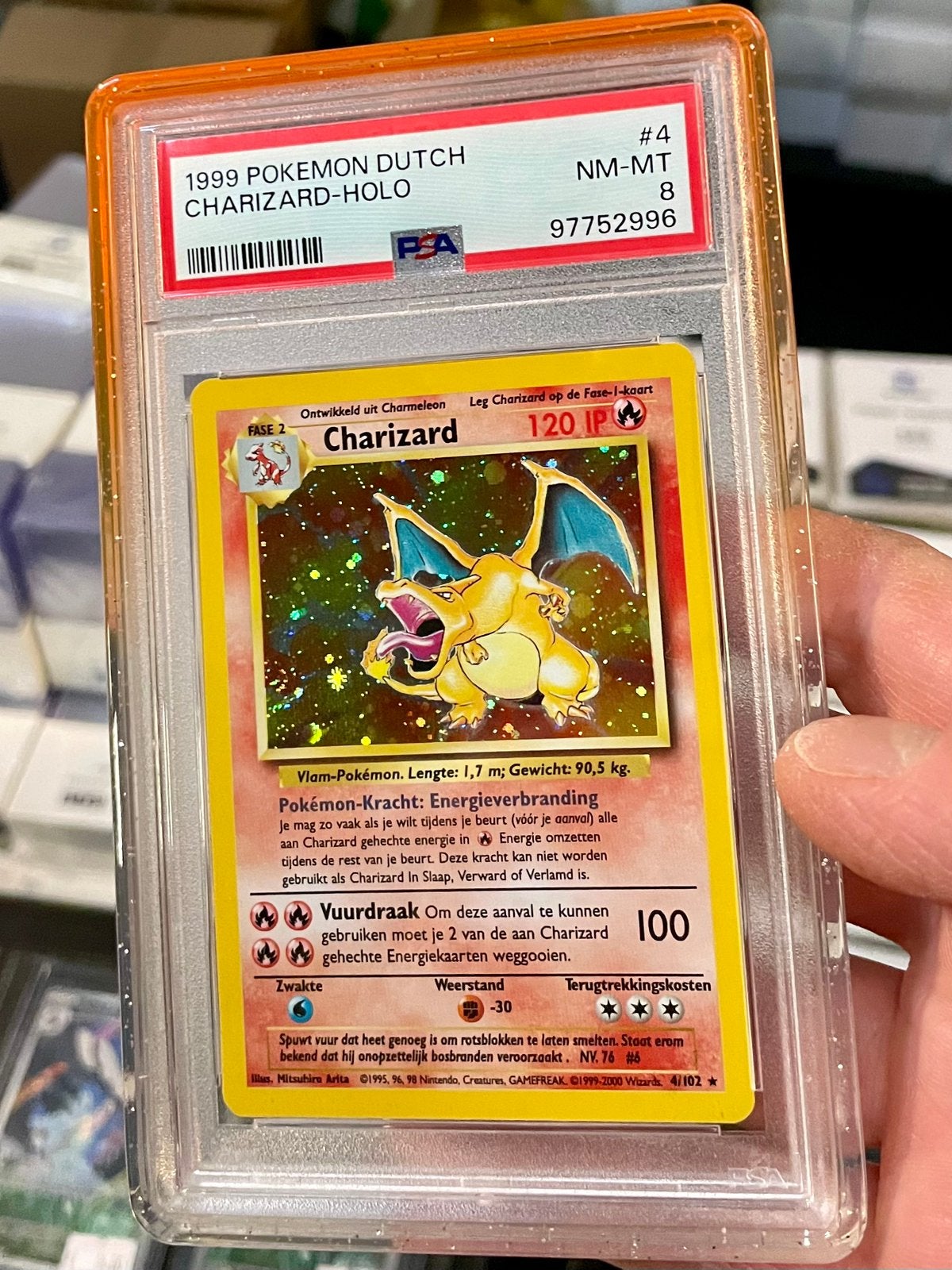 GEZOCHT: Nederlandse Pokémon Base Set kaarten PSA 8, Hobby en Vrije tijd, Ophalen, Nieuw, Losse kaart, Foil
