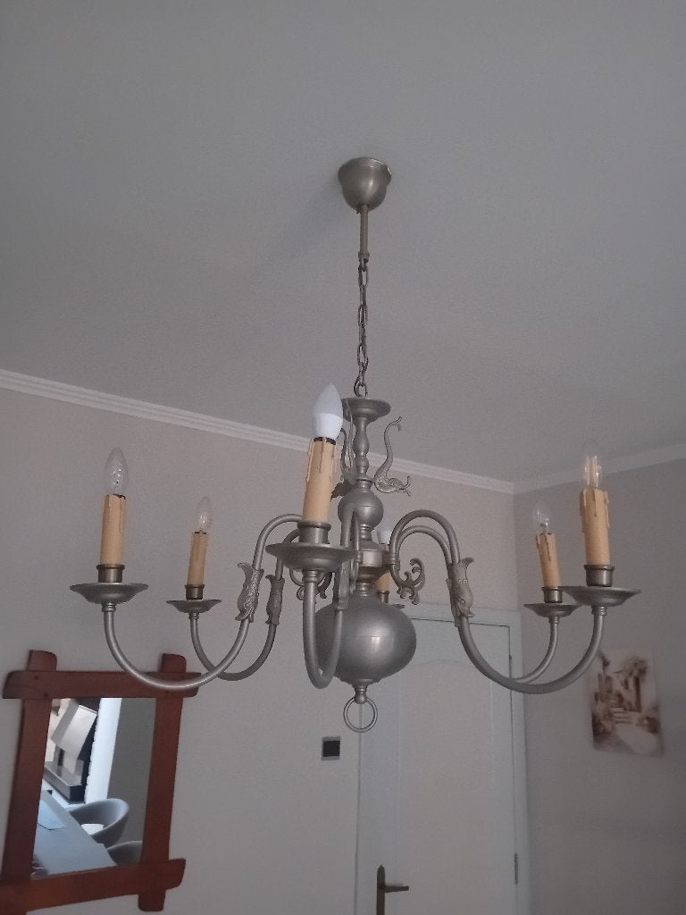 Lustre 6 branches, Maison & Meubles, Enlèvement, Comme neuf, Métal
