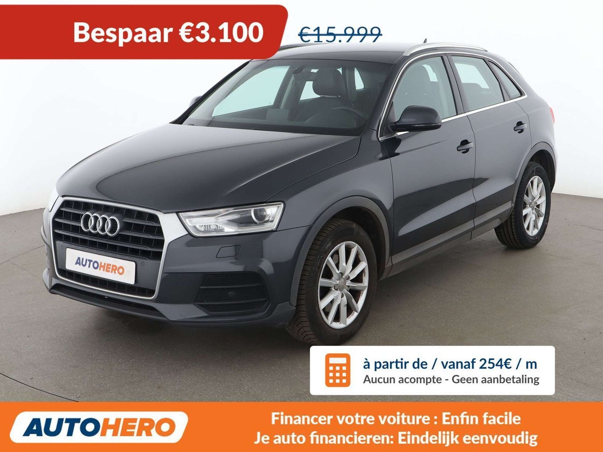 Audi Q3 1.4 TFSI (année de construction 2018), Autos, Audi, Argent ou Gris, Achat, Boîte manuelle, Noir