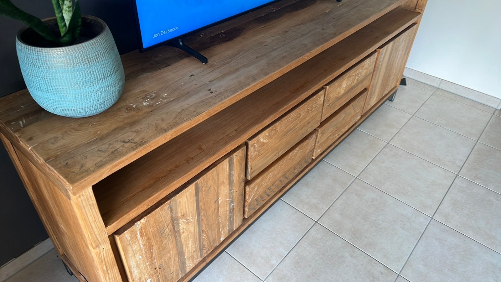 Dressoir teakhout- 240x45x80cm, Enlèvement, Comme neuf, Teck