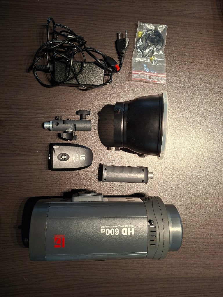 Jinbei HD600v flitser met batterij (mobiele flitser/flash), Draadloos, Externe flitser, Zo goed als nieuw, Canon