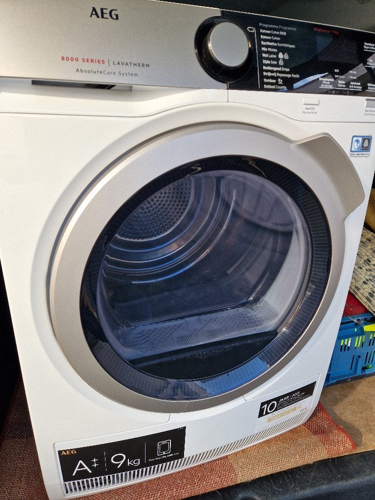 AEG droger 9 kg warmtepomp A ++. 8000-serie, Ophalen, Zo goed als nieuw, Voorlader