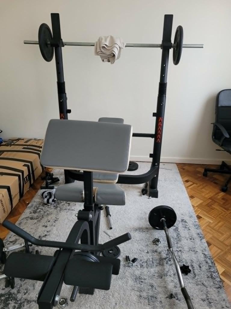 banc de musculation, Sports & Fitness, Équipement de fitness, Comme neuf, Bras, Jambes, Pectoraux, Abdominaux, Dos, Enlèvement