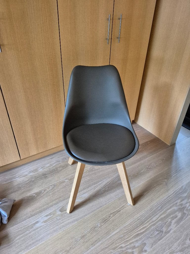 Houten stoelen met kuip, Gebruikt, Bruin, Vier, Modern