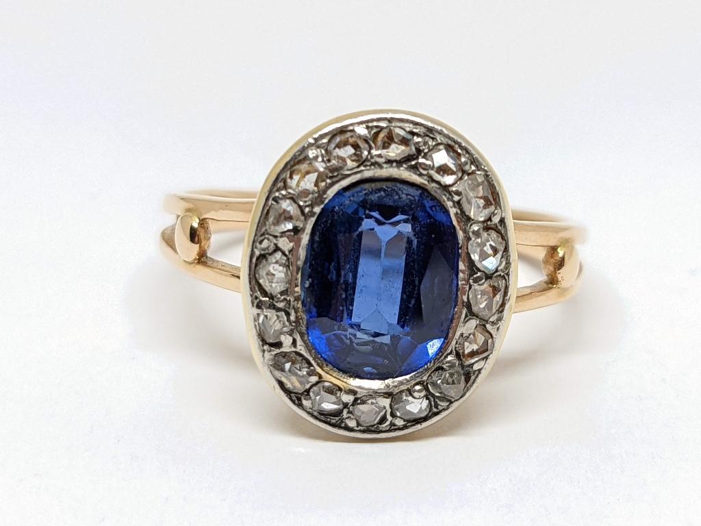 Diamant Saffier Ring 1.80ct., Bijoux, Sacs & Beauté, Bagues, Neuf, Femme, 17 à 18, Jaune, Or, Avec pierre précieuse, Enlèvement ou Envoi