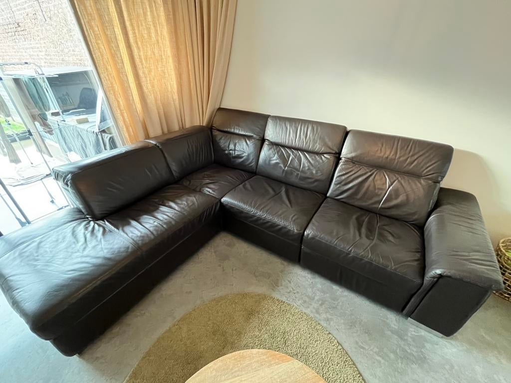 Lederen hoeksalon Chateau d’Ax + gratis eenzit, Ophalen, Gebruikt, Leer