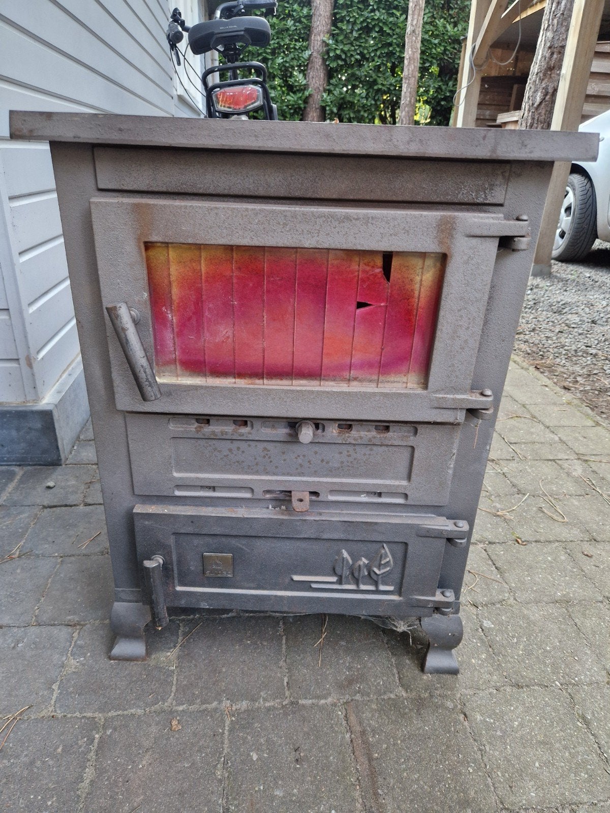 Hout en kolen kachel goede staat  0472109098, Ophalen, Hout