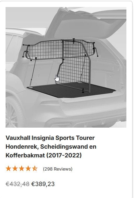 Travall hondenrek + scheidingswand , mat : Opel Insignia, Enlèvement, Comme neuf