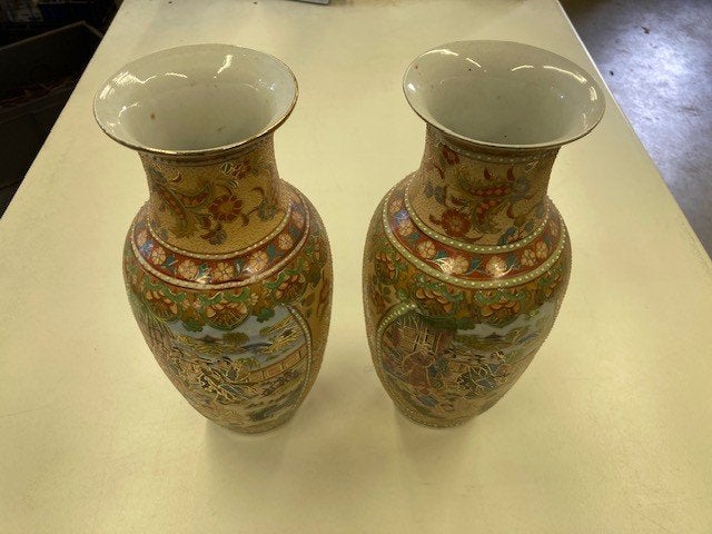 2 CHINESE VAZEN REPRODUCTIE, DECORATIEF, Meerkleurig, Nieuw, Ophalen, 31 cm