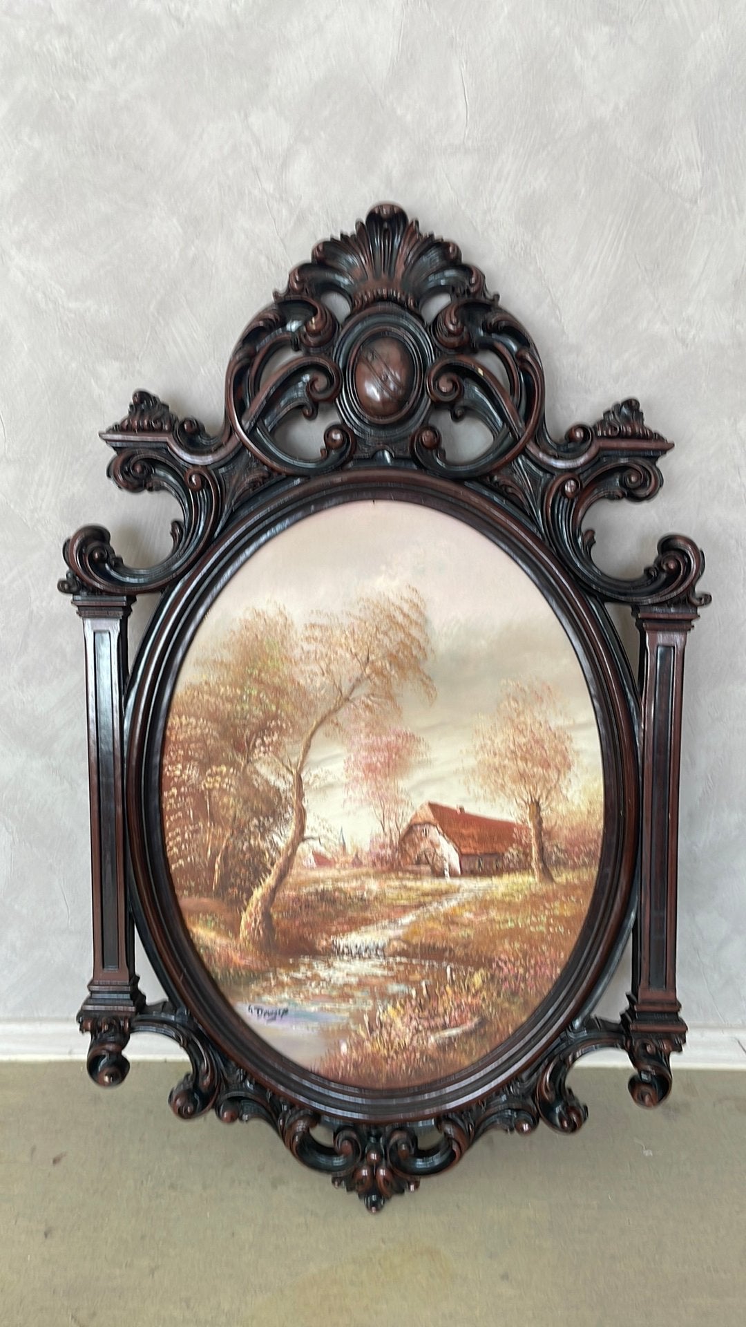 Sierlijk klassiek wandornament met landschapsschilderij, Ophalen