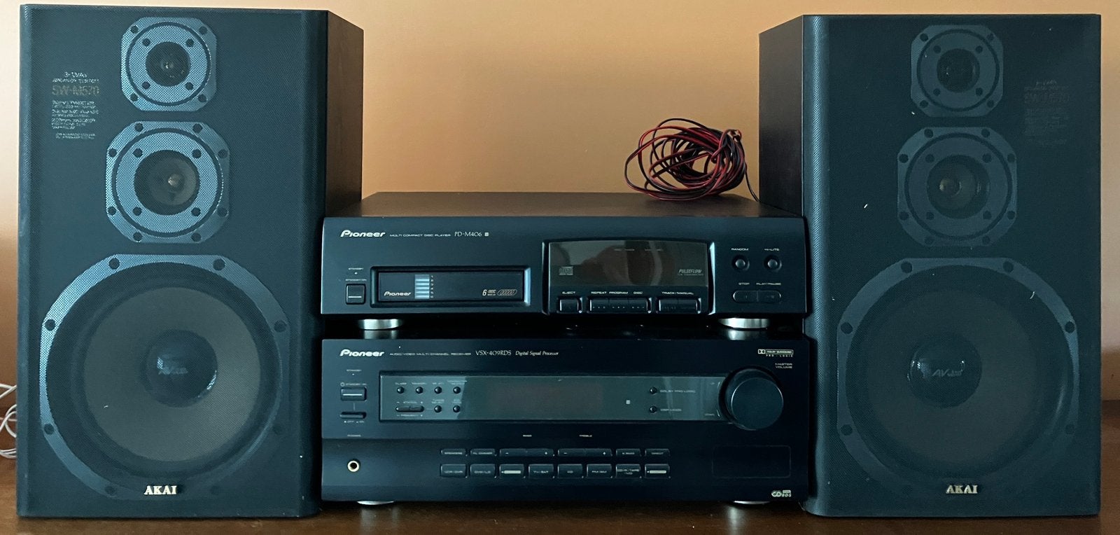 Pioneer vintage hifi - VSX-409RDS + PD-M406 + Akai SW-M570, Ophalen, Zo goed als nieuw, Pioneer