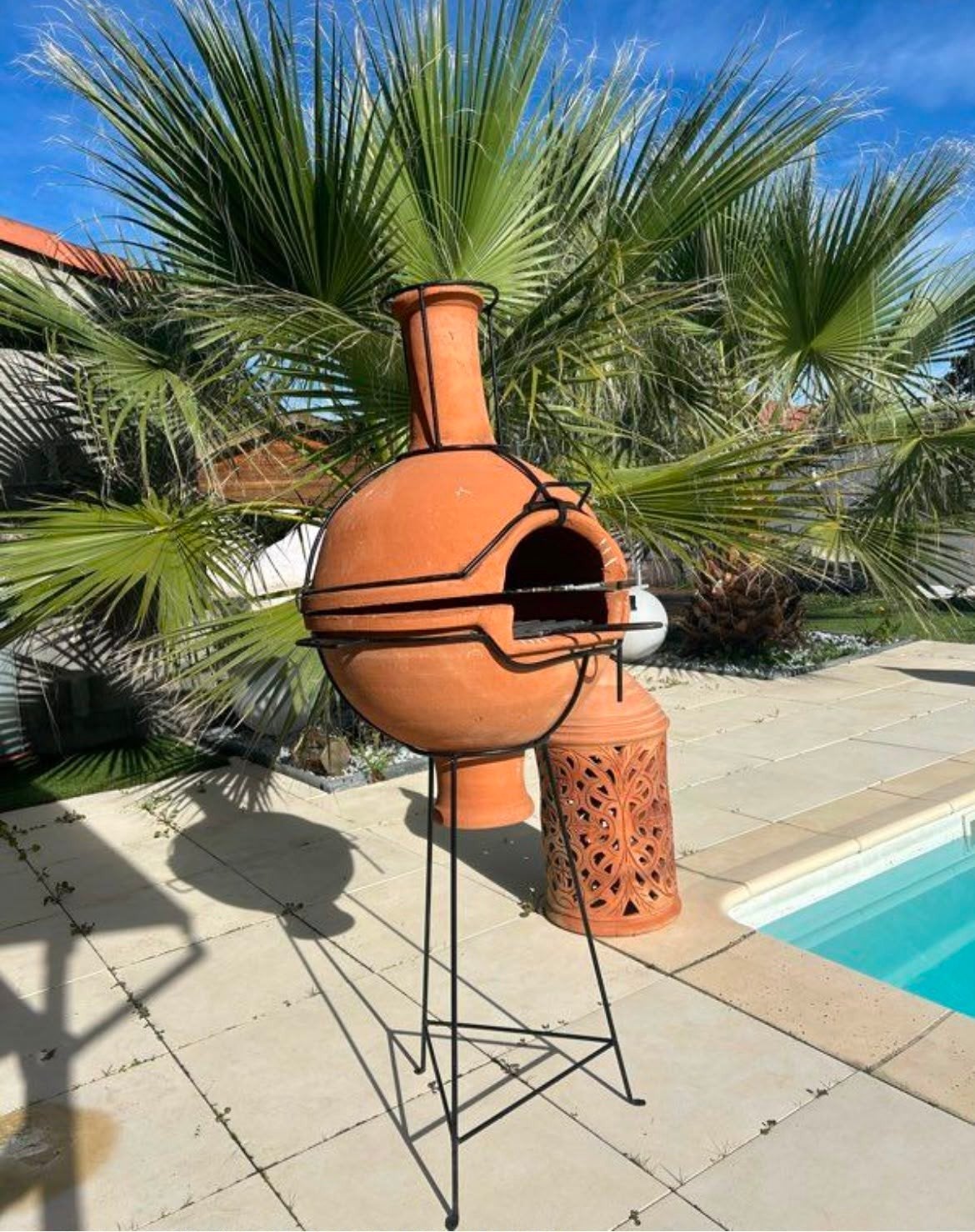 BARBECUE ARTISANAL EN TERRE CUITE & FER FORGÉ, Jardin & Terrasse, Foyers de jardin