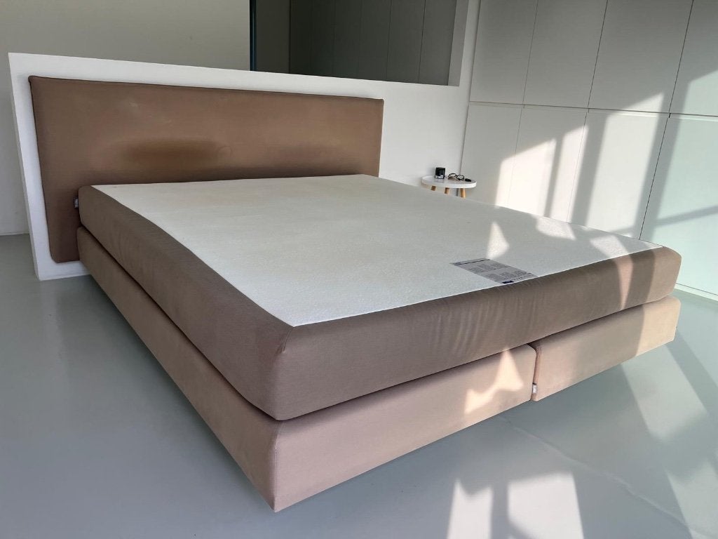 Auping boxspring 180x210cm, Ophalen, Gebruikt, Bruin, 210 cm