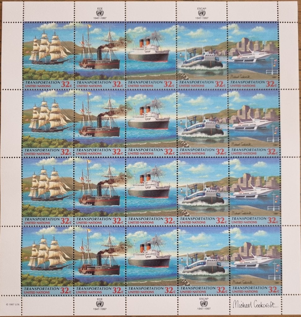 United Nations Transport Sheet ** 1997, Postzegels en Munten, Ophalen of Verzenden, Postfris, Noord-Amerika