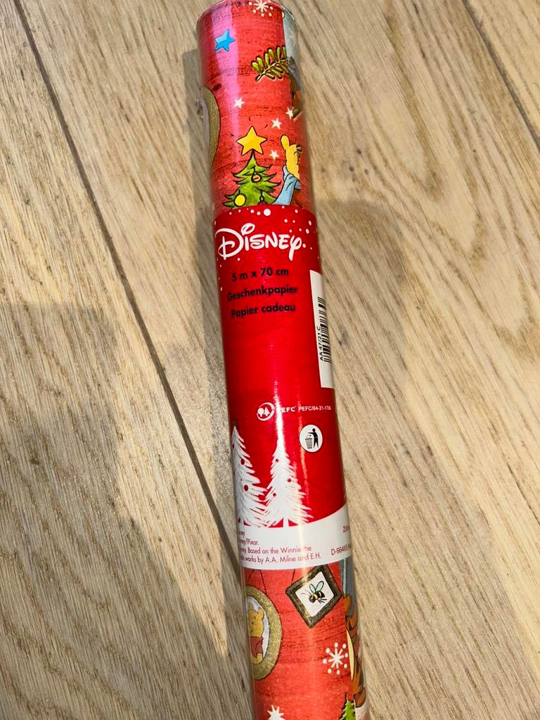 Vintage Winnie-the-Pooh kerstmis inpakpapier Disney, Ophalen of Verzenden, Zo goed als nieuw