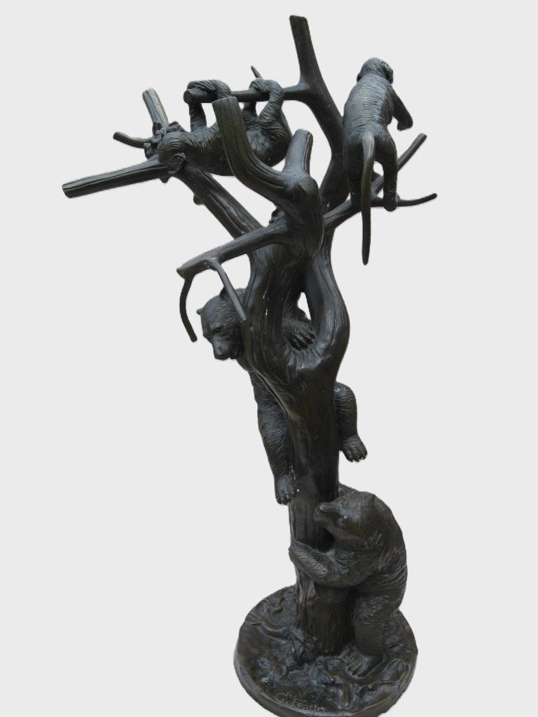 Bronzen animalier Fratin: "bear cubs and monkeys" 117cm, Antiek en Kunst, Ophalen, Brons, Beeld
