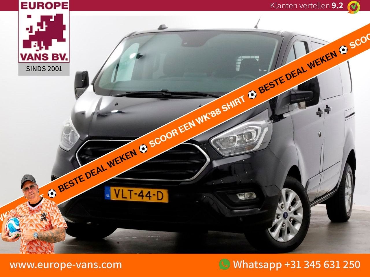 Ford Transit Custom 2.0 TDCI 130pk L1H1 Automaat D.C. Limite, Auto's, Bestelwagens en Lichte vracht, Automaat, Parkeersensor, Zwart