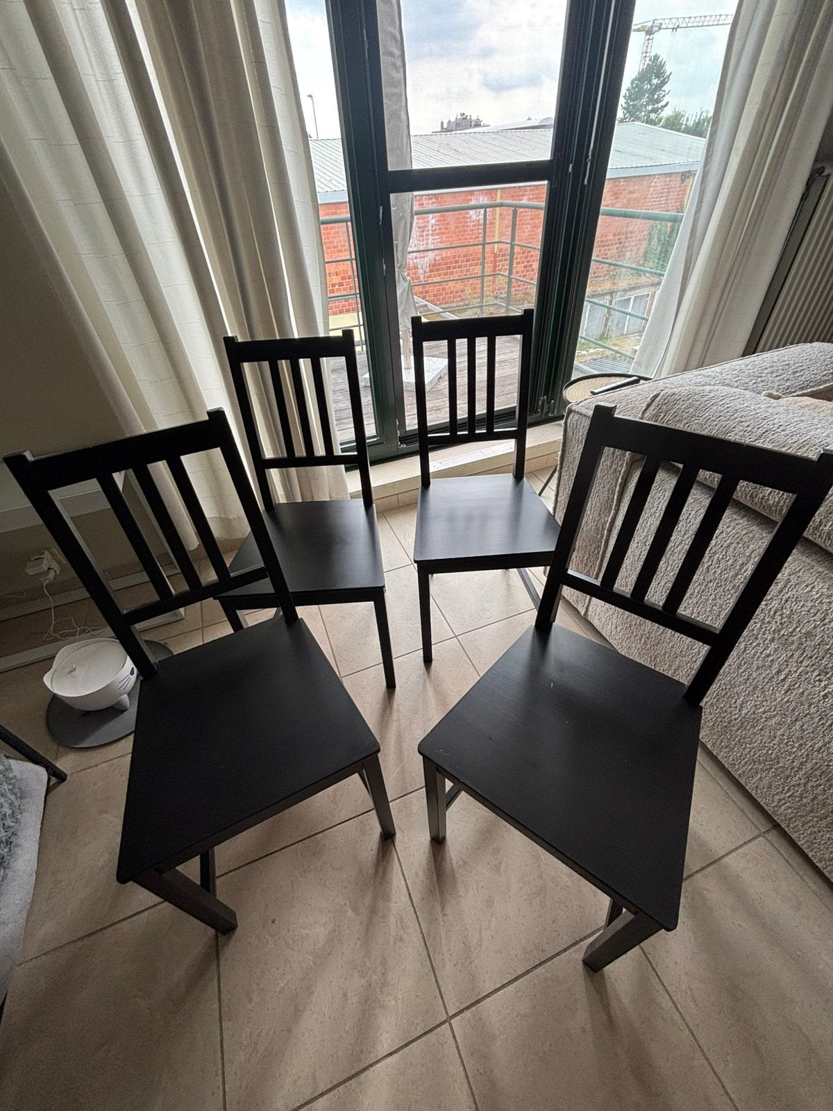 4 Eetkamer stoelen, Huis en Inrichting, Ophalen, Gebruikt, Zwart, Vier