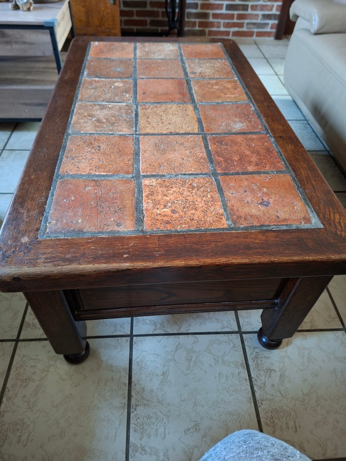 Antieke, massief eiken salontafel. Superstevig., Ophalen