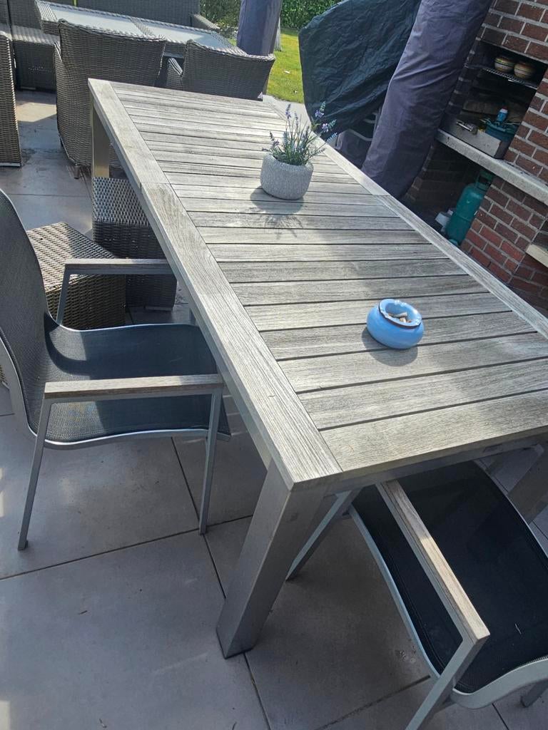 inbox tafel 240/360 met 6 stoelen + 2 klapstoelen, Tuin en Terras, Ophalen