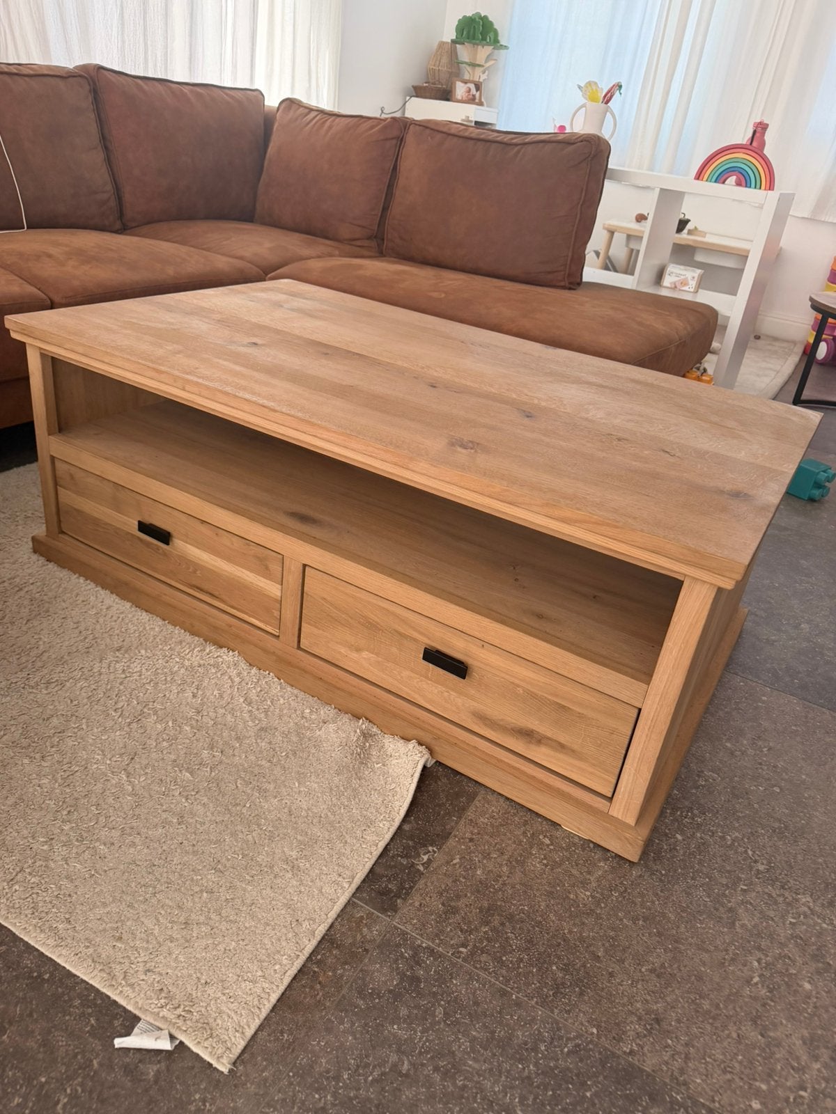 Salontafel Grimaldi 120x74cm - eik massief - naturel, Ophalen, Zo goed als nieuw, Eikenhout