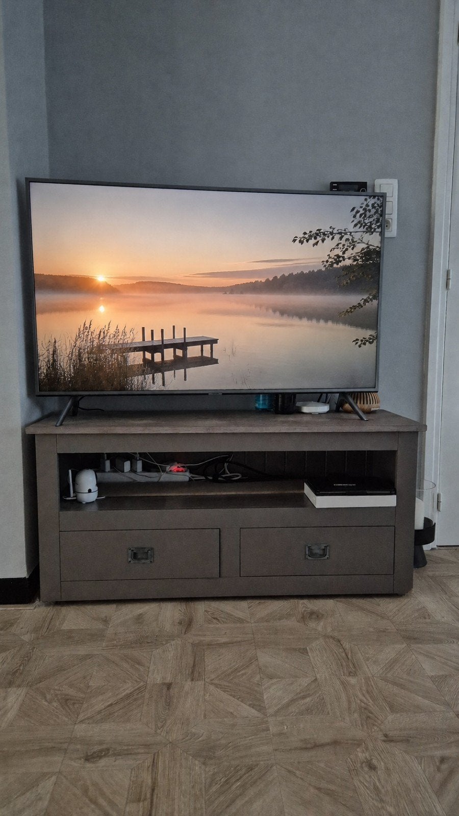 Tv kast tvmeubel, Ophalen, Eikenhout, 100 tot 150 cm, Minder dan 100 cm
