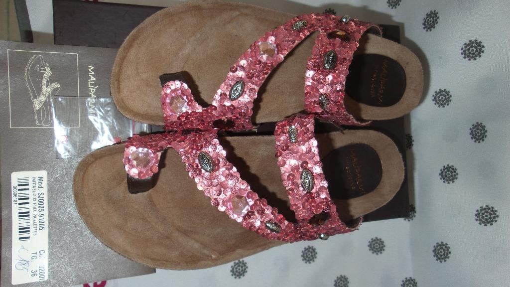 Maliparmi lederen slippers met pailletten ,handgemaakt Nieuw, Slippers, Nieuw, Ophalen of Verzenden, Roze