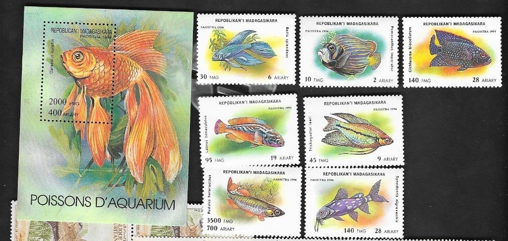 Timbres animaux poissons Madagascar, Envoi, Non oblitéré