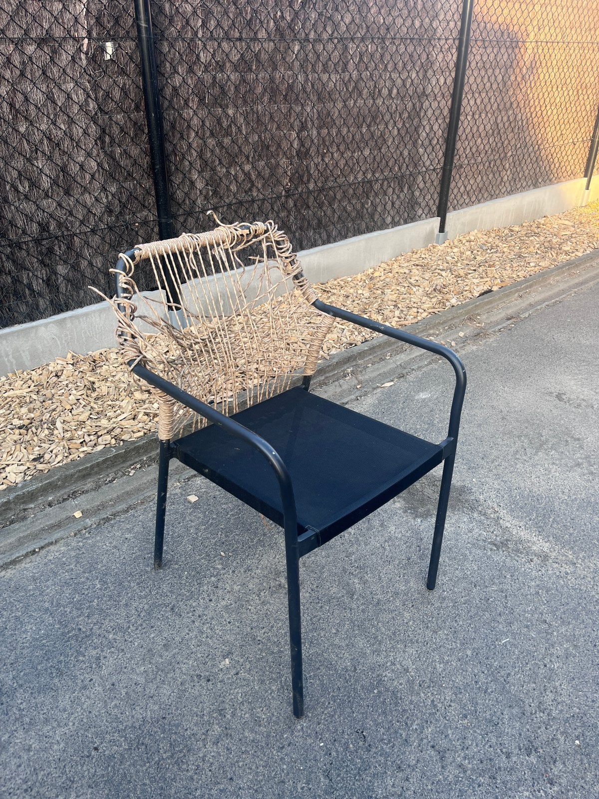5 zwarte aluminium tuinstoelen, Ophalen, Gebruikt, Aluminium, Stapelbaar