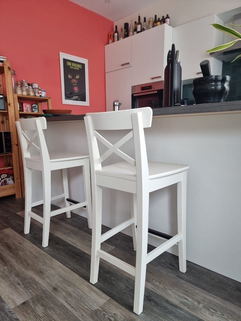 2 tabourets de bar IKEA, Maison & Meubles, Tabourets de bar, 90 cm ou plus, 2 tabourets, Comme neuf, Enlèvement
