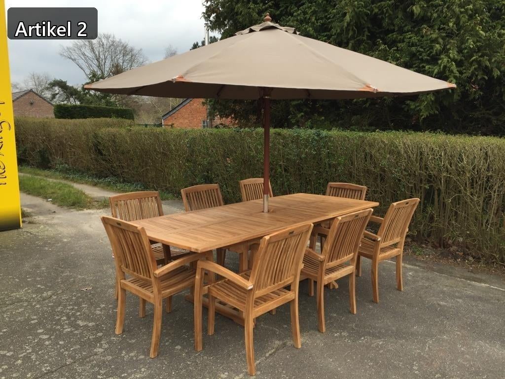 teak tuinset 8 personen, Tuin en Terras, Ophalen, Teakhout, Nieuw, 8 zitplaatsen