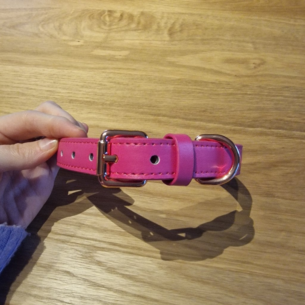 Leren roze halsband Paw My God! M, Dieren en Toebehoren, Ophalen of Verzenden, Nieuw