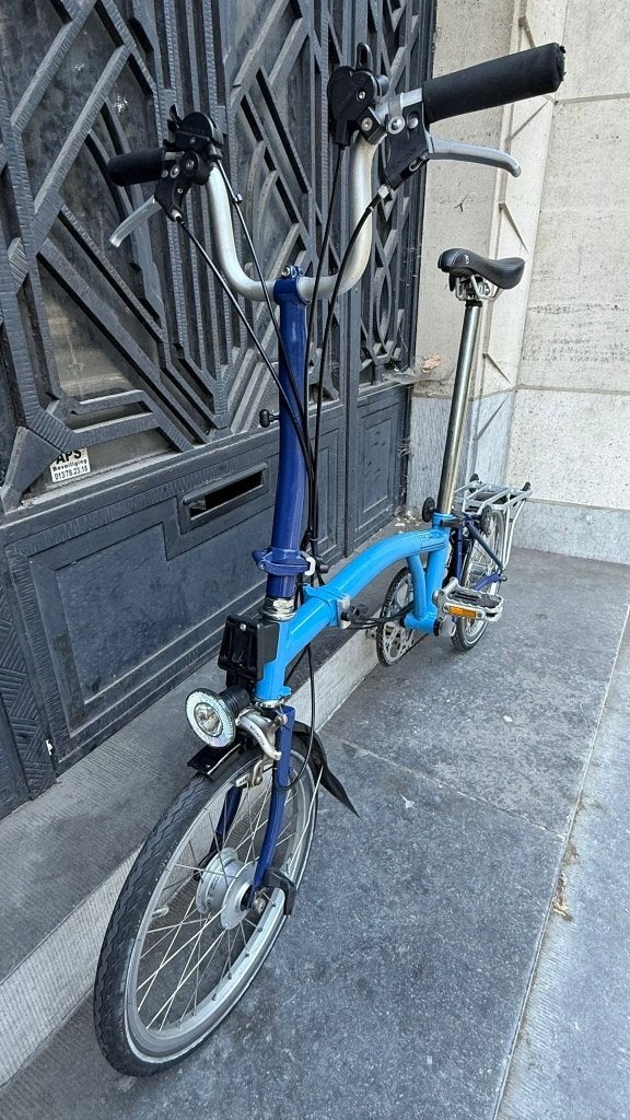 Brompton H6R blauw 6-versnellingen licht uitstekende staat, Ophalen, Brompton, Velgrem, 14 tot 16 inch