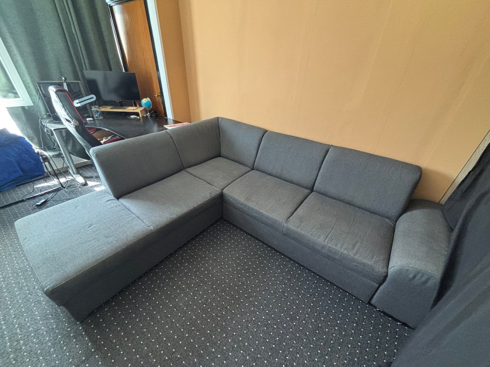 Grijze omvormbare hoekbank — 2,50 m x 2,10 m, Ophalen, Gebruikt