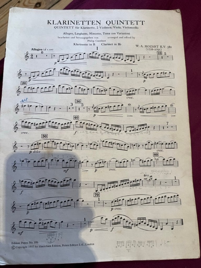 Bladmuziek voor klarinet, Muziek en Instrumenten, Bladmuziek, Gebruikt, Artiest of Componist, Klassiek, Klarinet, Ophalen