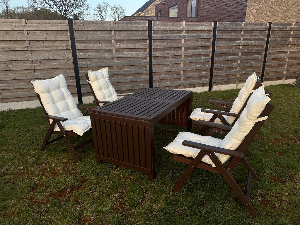 IKEA ÄPPLARÖ tuinset - tafel + 4 stoelen + kussens, Tuin en Terras, Ophalen, 4 zitplaatsen, Gebruikt, Tuinset